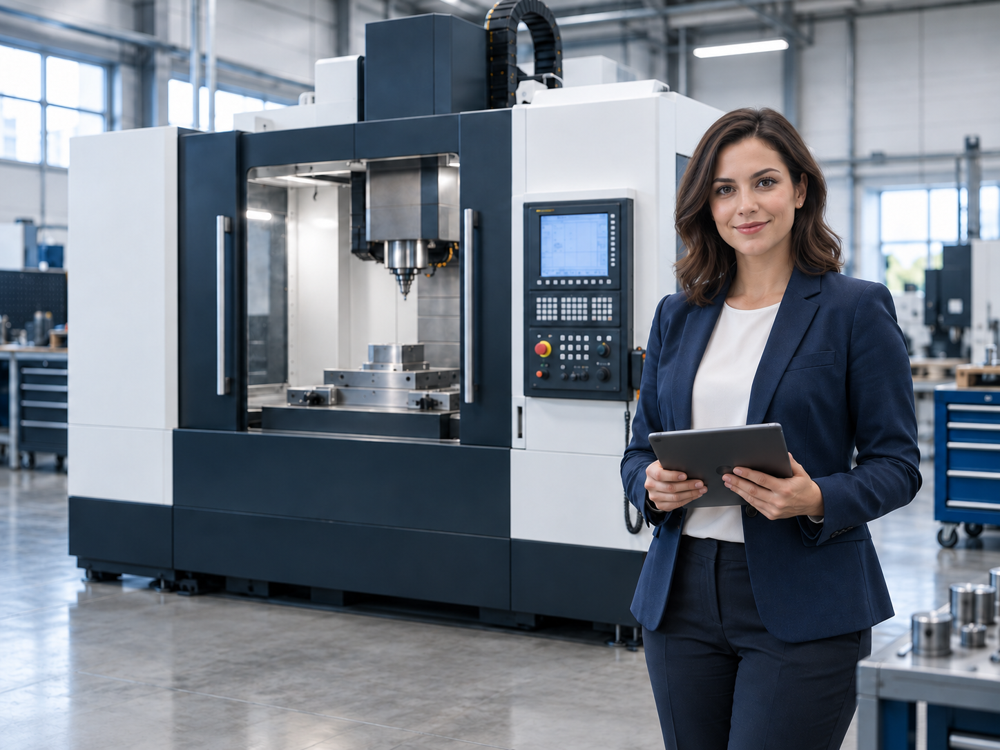 Utilaj CNC industrial în hală de producție — finanțare adaptată investiției